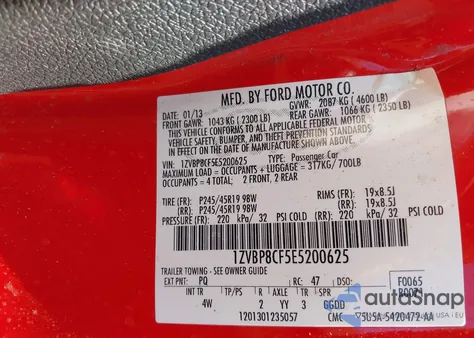 2014 Ford Mustang Gt Premium z USA, uszkodzony, nr VIN 1ZVBP8CF5E5200625